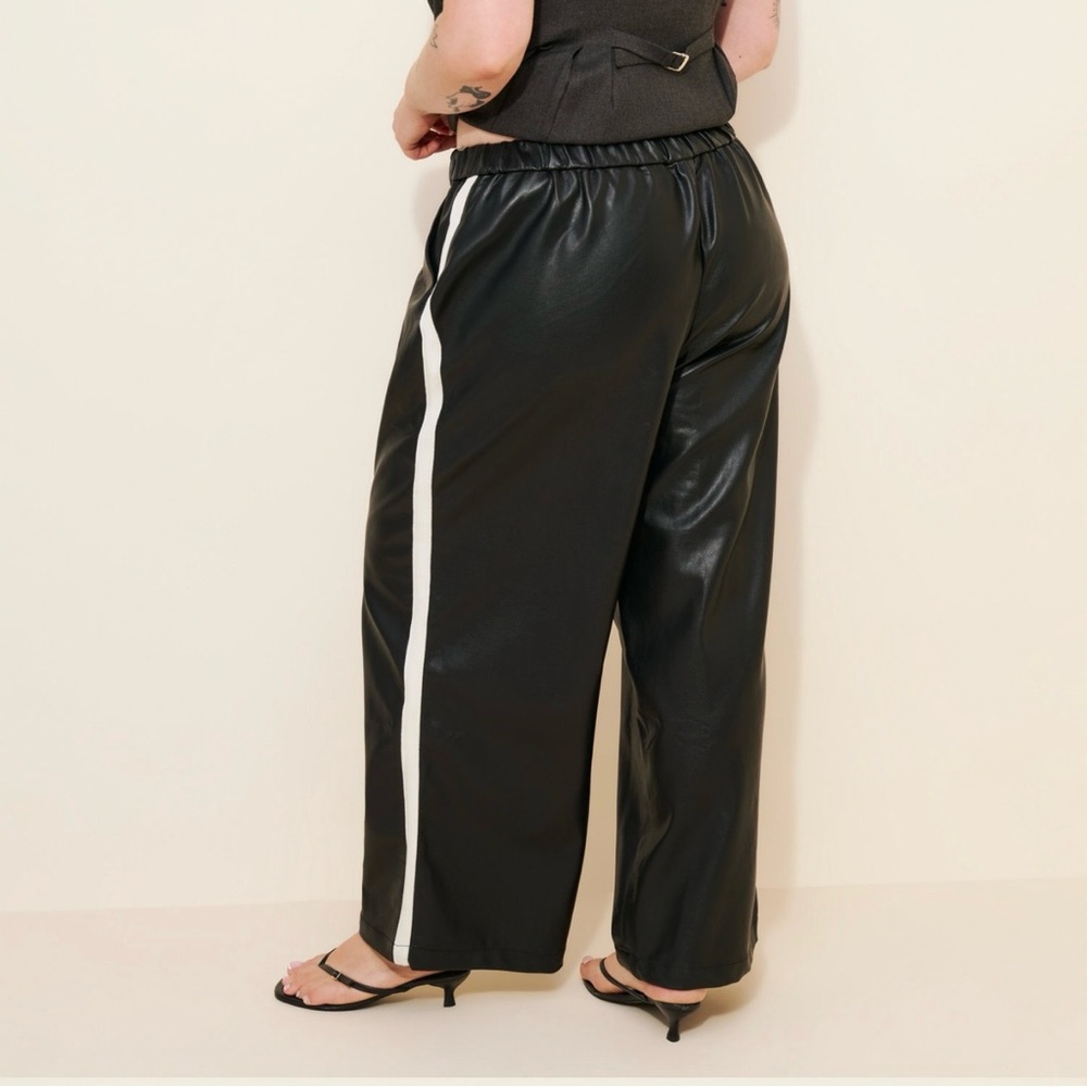 Vegan-Leather Pull-On Track Pants Maeve by Anthropologie - Picture 3 of 3